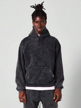 Sumwon Shein Charcoal Gray Fleece Lined Pullover Hoodie Sweatshirt Mens Size XS